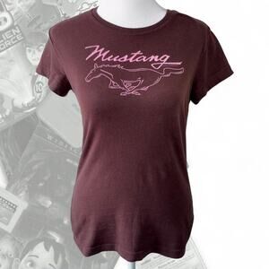 Brown / Pink Vintage Mustang 40th Anniversary Horse Graphic Tee